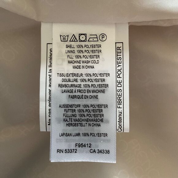 French Connection Hooded Puffer Quilted Jacket Coat Sz M Ecru Water Repellent - Picture 7 of 15